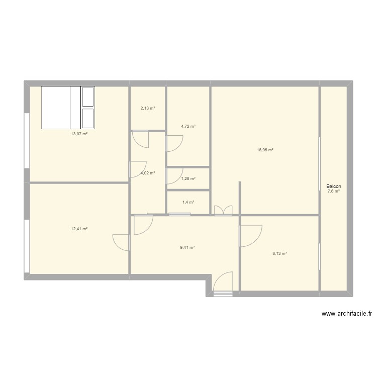 boileau. Plan de 11 pièces et 83 m2