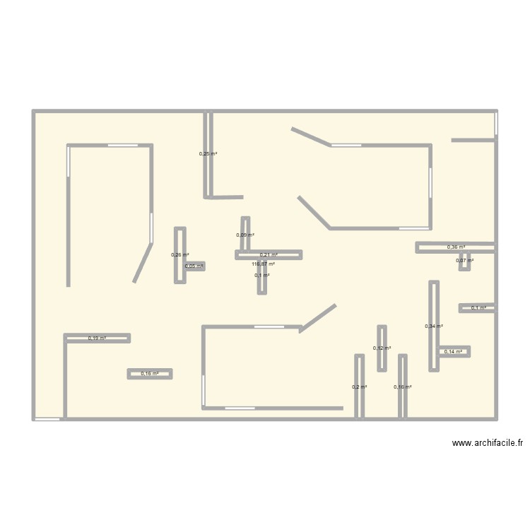 terrain 1. Plan de 17 pièces et 123 m2