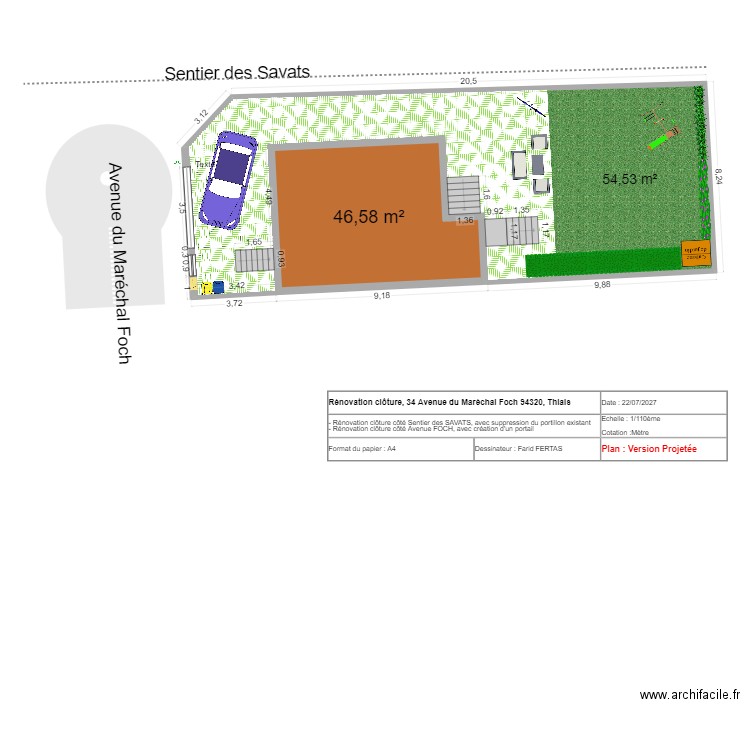 MAISON. Plan de 1 pièce et 47 m2