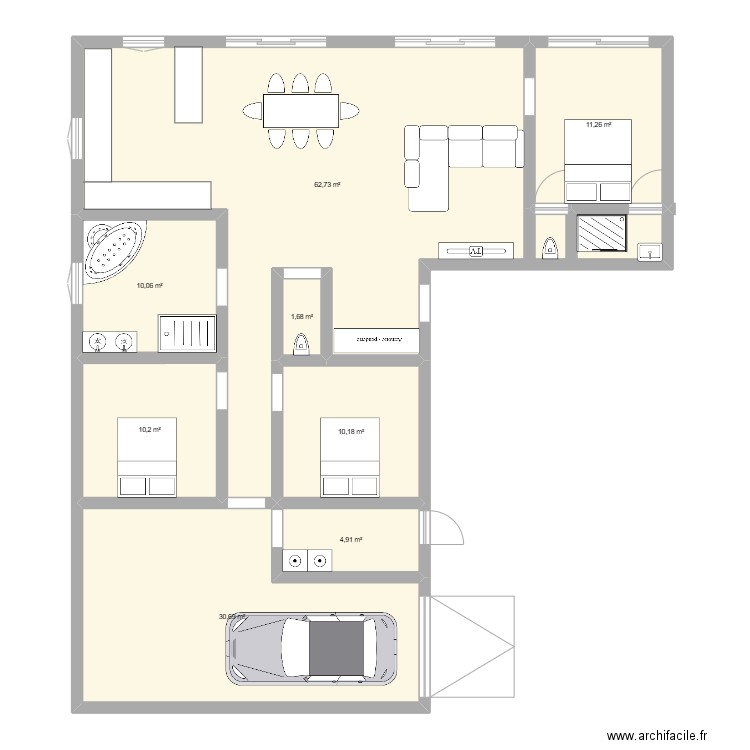 junior 2. Plan de 8 pièces et 142 m2