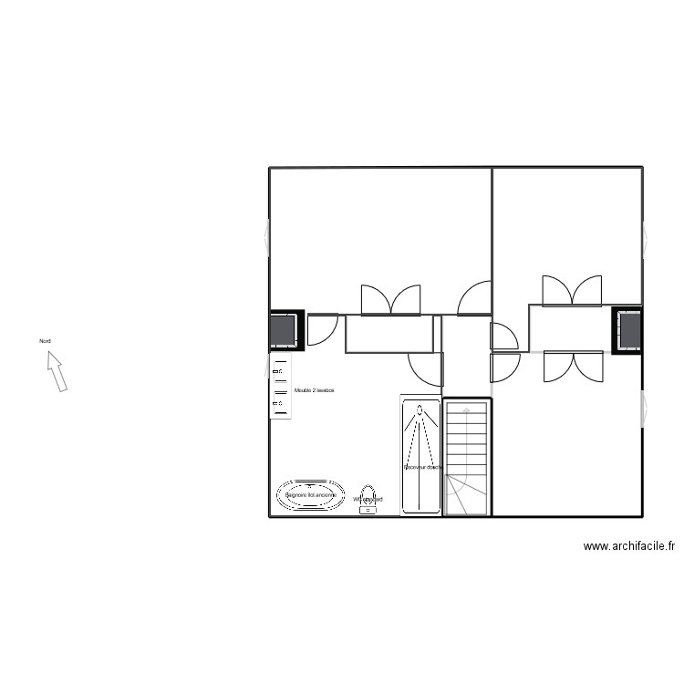 Sous sol. Plan de 5 pièces et 73 m2