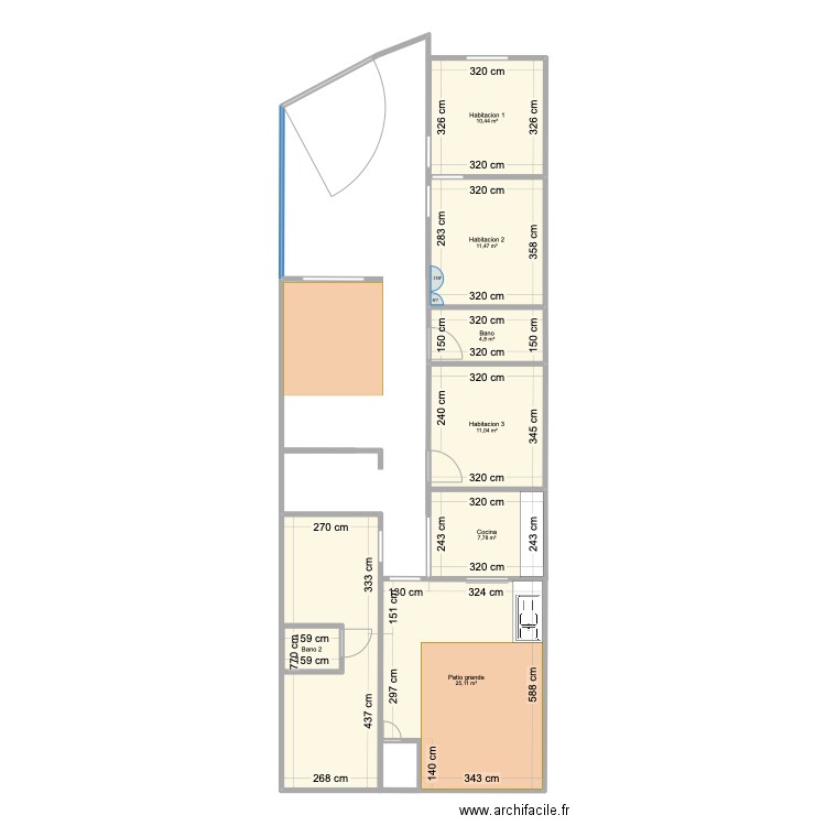 Café Tartinorium. Plan de 8 pièces et 93 m2