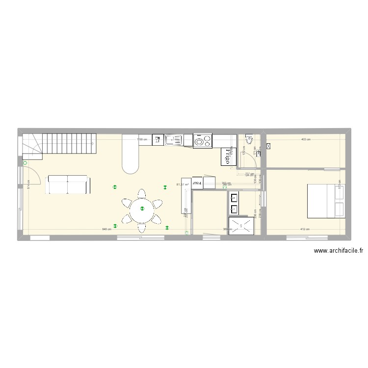 Villa 2 ECL Salle à manger. Plan de 1 pièce et 81 m2