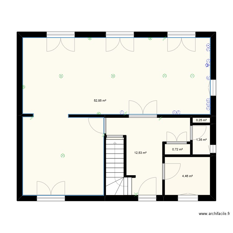 Maison Triel - RDC. Plan de 6 pièces et 72 m2