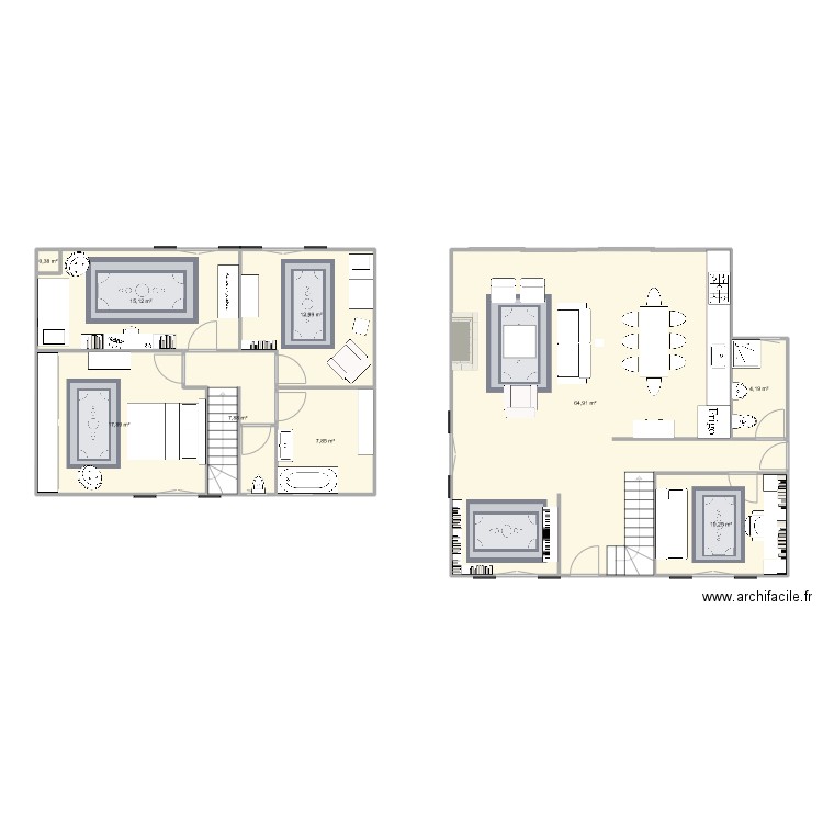 Maison URT. Plan de 9 pièces et 141 m2