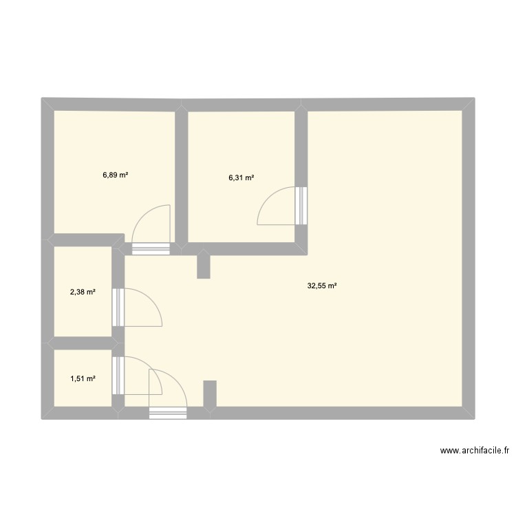 ABC. Plan de 5 pièces et 50 m2