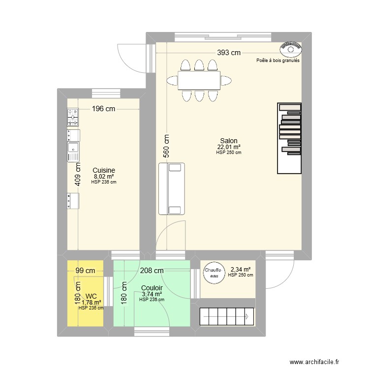 PLAN RDC HAFAYED. Plan de 5 pièces et 38 m2