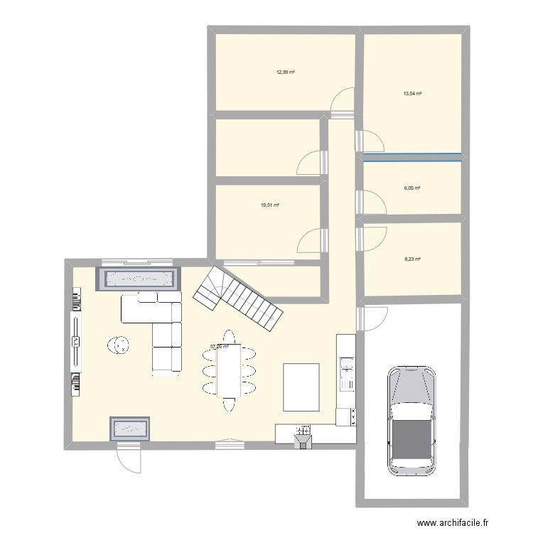 maison projet ecole. Plan de 6 pièces et 117 m2