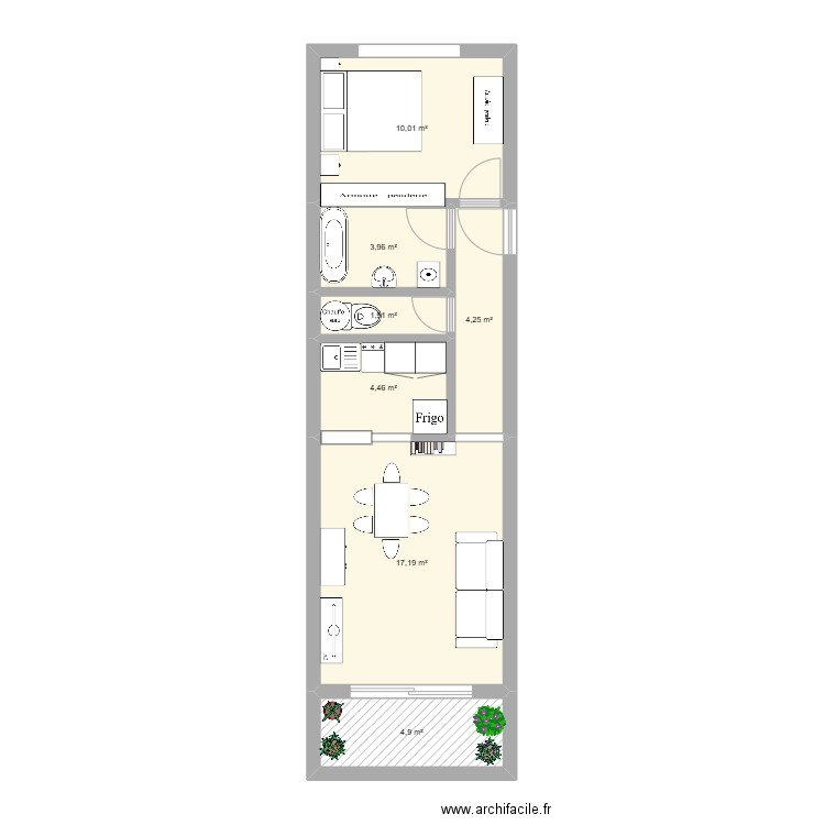 Chateau. Plan de 7 pièces et 47 m2