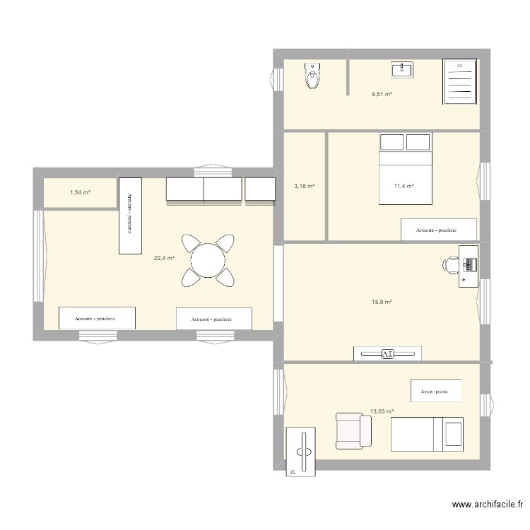 GARAGE V4 Neomya. Plan de 7 pièces et 77 m2