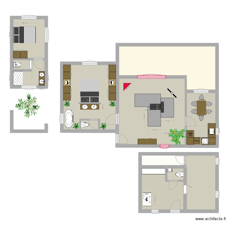 Seborga Cuisine fermée. Plan de 12 pièces et 130 m2