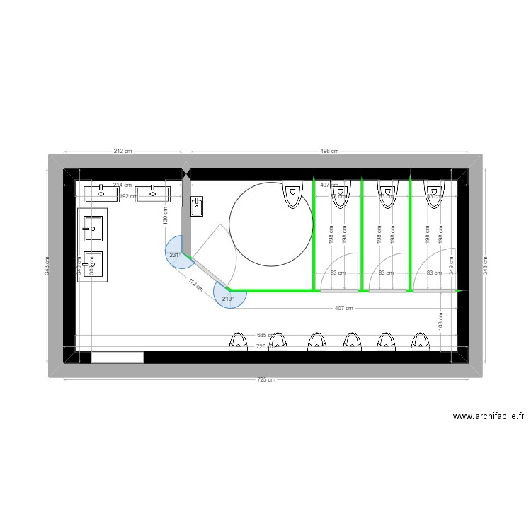 wc garçon bat C projet. Plan de 6 pièces et 21 m2