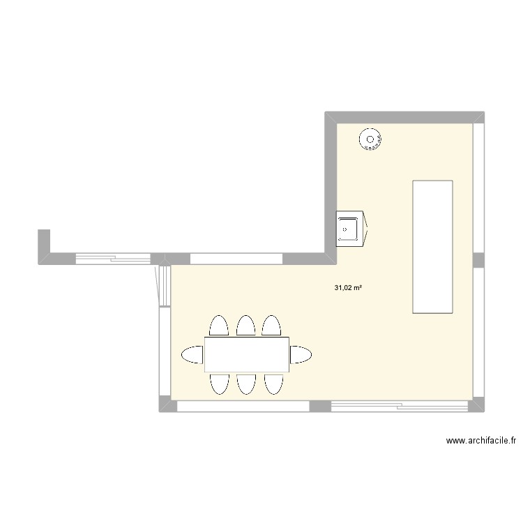 plan plomberie. Plan de 1 pièce et 31 m2