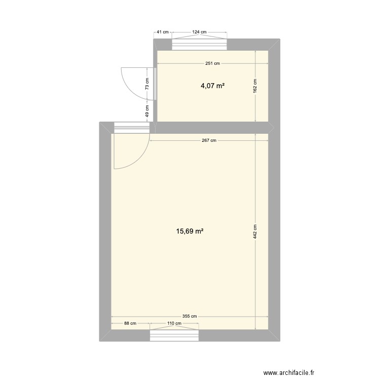 abe concept 3. Plan de 2 pièces et 20 m2