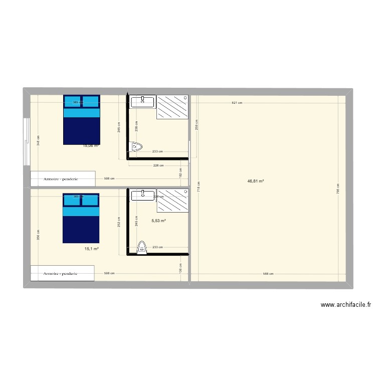 containers01. Plan de 4 pièces et 83 m2