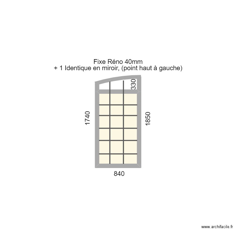 devis b&b fenêtre. Plan de 1 pièce et 1 m2