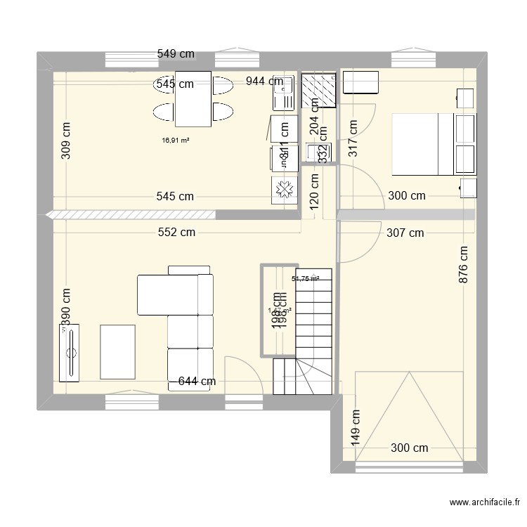 Test1. Plan de 3 pièces et 72 m2