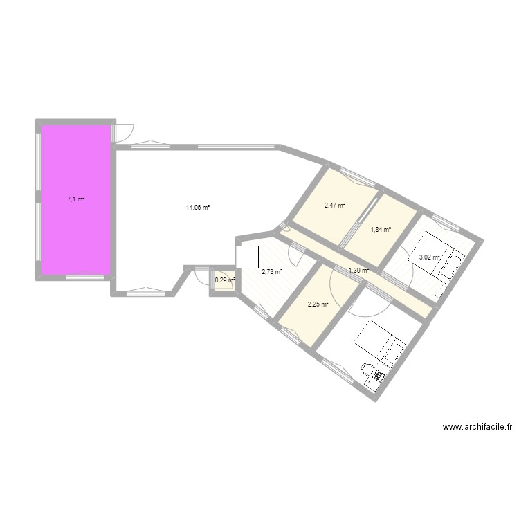 lombron1. Plan de 9 pièces et 35 m2