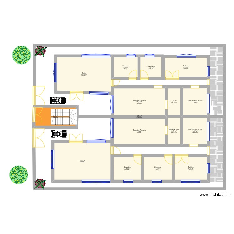 MBOUR. Plan de 16 pièces et 152 m2