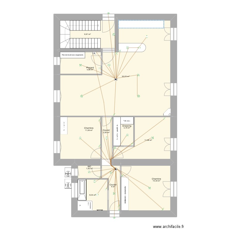 Saussan cotes Exactes Amenagement Eclairage. Plan de 16 pièces et 231 m2