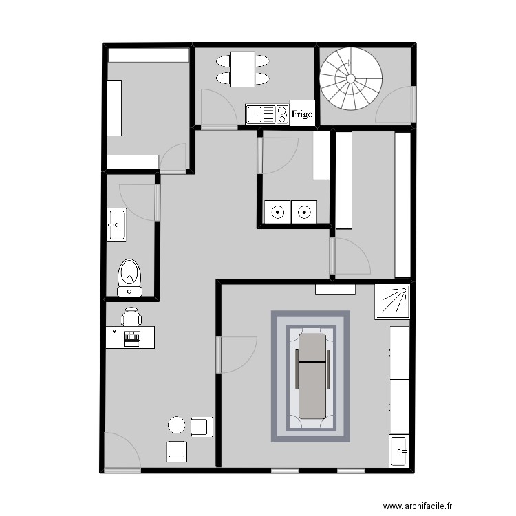 local commercial. Plan de 7 pièces et 60 m2