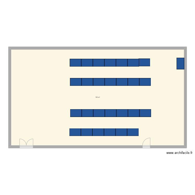 salle 2. Plan de 1 pièce et 180 m2