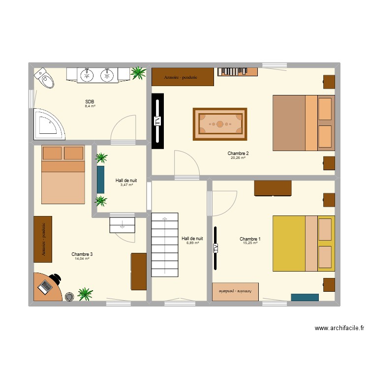 Tinlot 1er meublé . Plan de 6 pièces et 68 m2