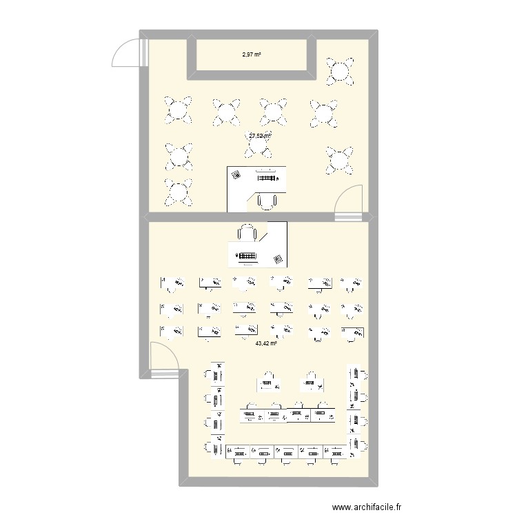 E108-E109. Plan de 3 pièces et 74 m2