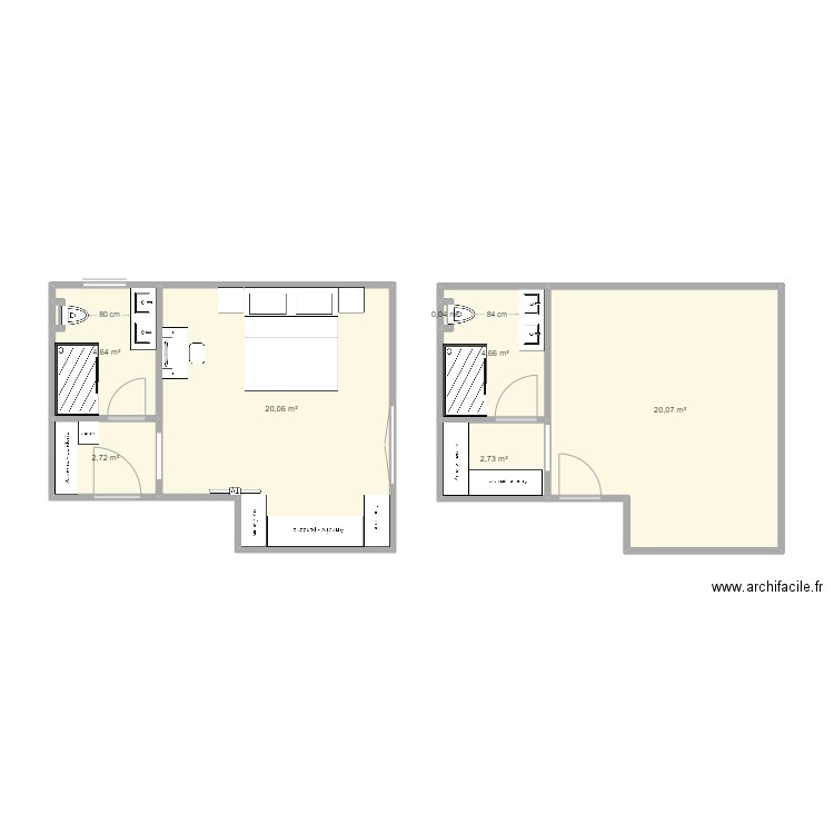 CàC. Plan de 8 pièces et 55 m2