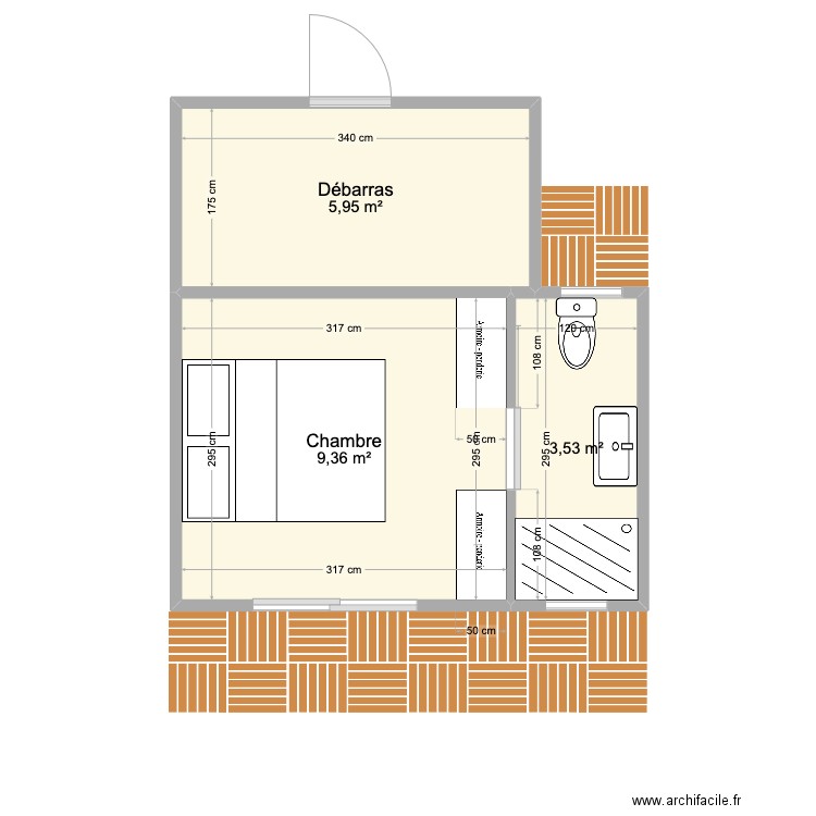 EXTENSION GENDRE ARIZZI. Plan de 3 pièces et 19 m2