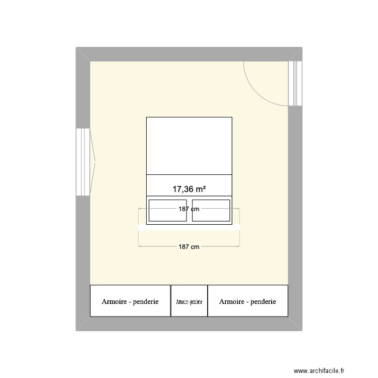 Chambre Gaëtan. Plan de 1 pièce et 17 m2