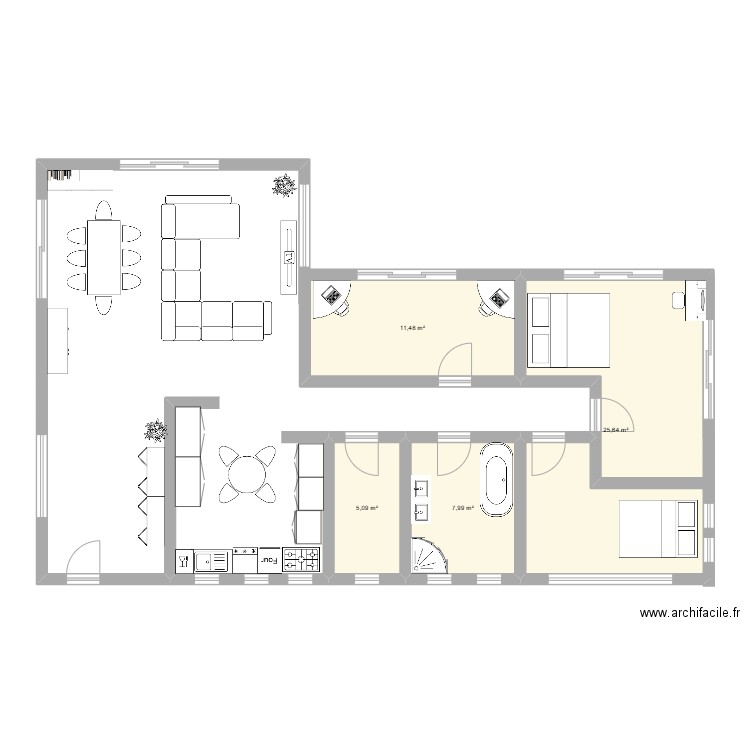 maison 1. Plan de 4 pièces et 50 m2