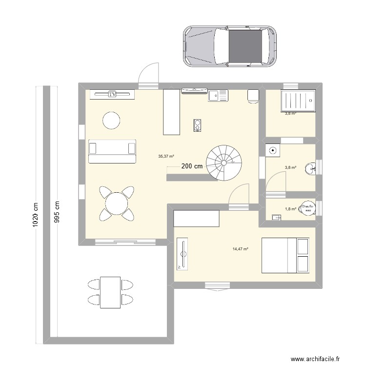 christian. Plan de 5 pièces et 59 m2