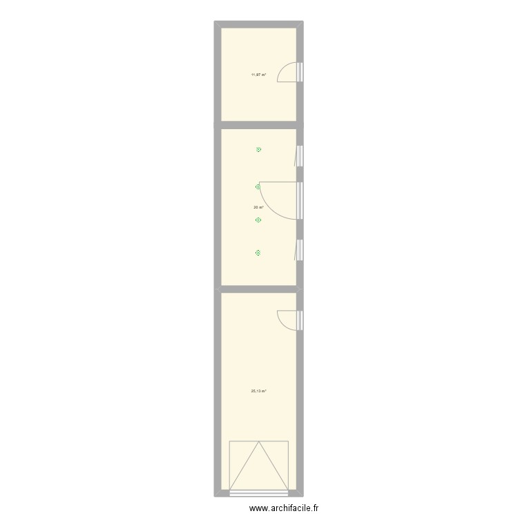 Dépendances. Plan de 3 pièces et 57 m2