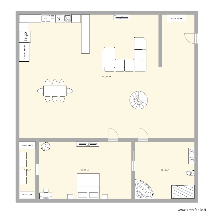 maison. Plan de 4 pièces et 193 m2