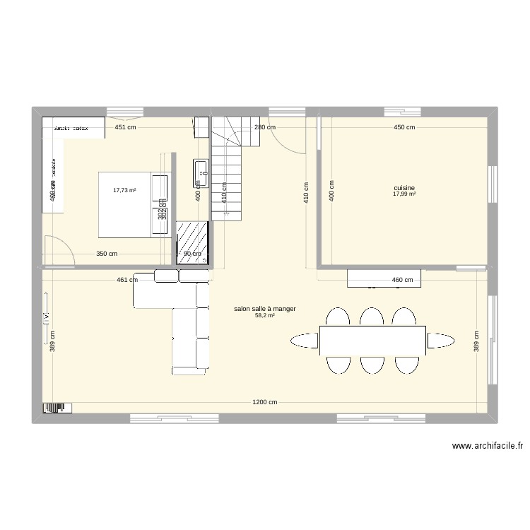 projet sarrancolin1. Plan de 3 pièces et 94 m2