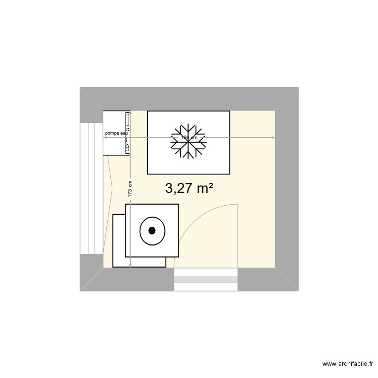 buanderie. Plan de 1 pièce et 3 m2