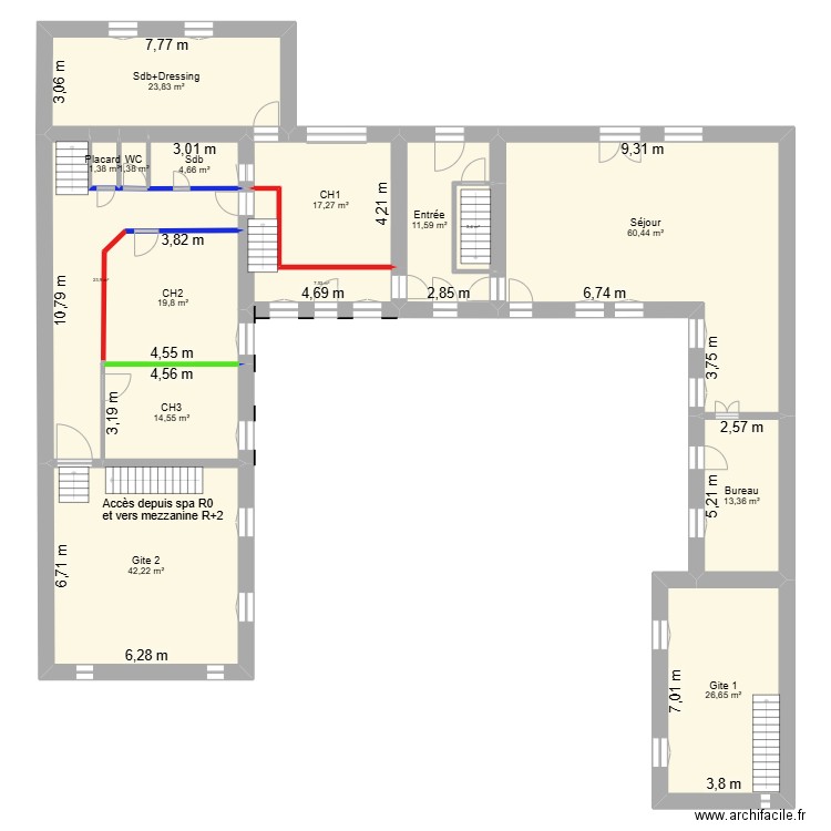 1180 R+1. Plan de 15 pièces et 272 m2