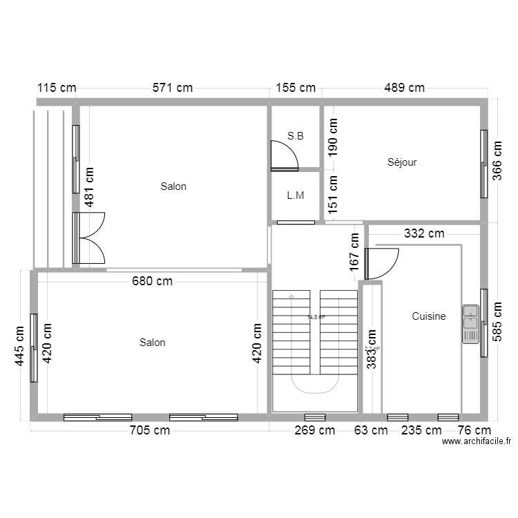 B.M1. Plan de 8 pièces et 110 m2