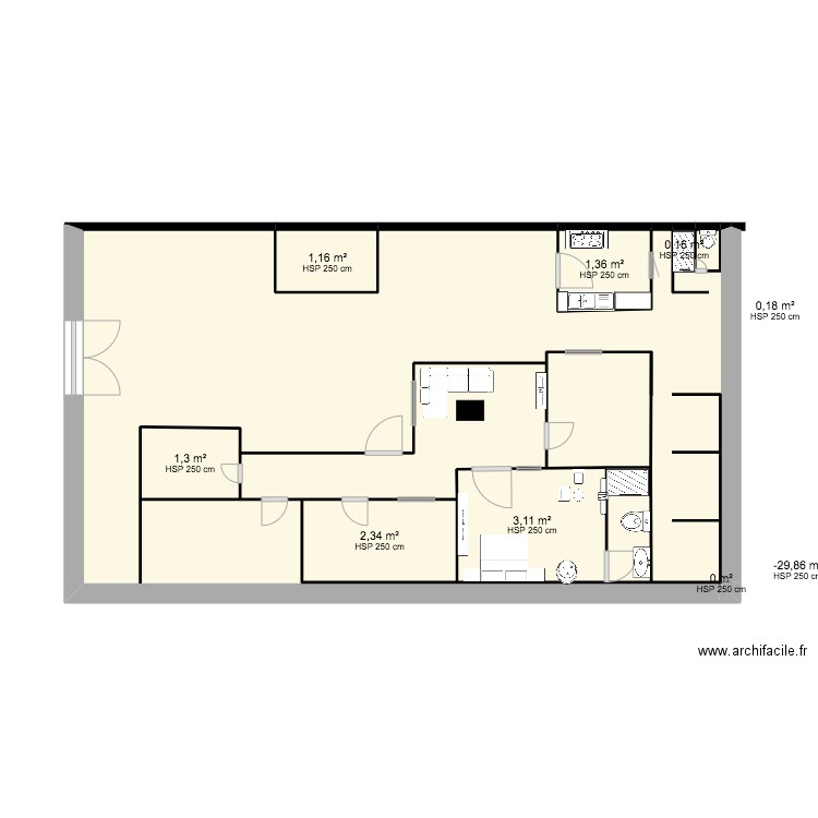 de fallou kalling. Plan de 9 pièces et 11 m2