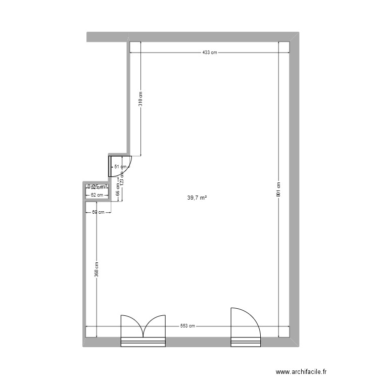 CUISINE. Plan de 2 pièces et 40 m2