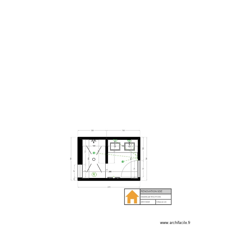 EDAA PHASE 3. Plan de 1 pièce et 4 m2