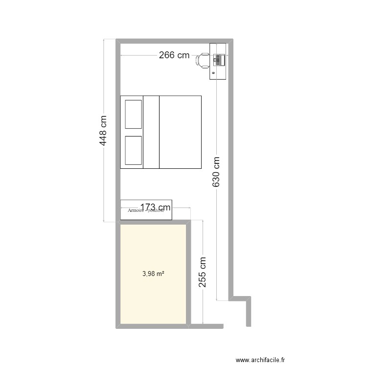 CH3. Plan de 1 pièce et 4 m2