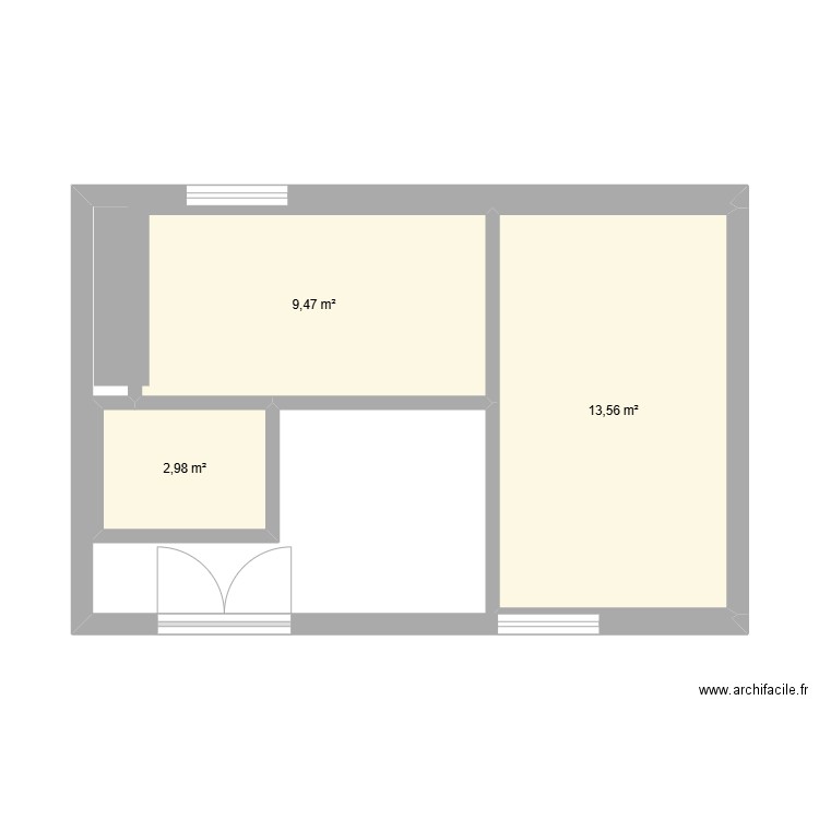 plan 2 . Plan de 3 pièces et 26 m2