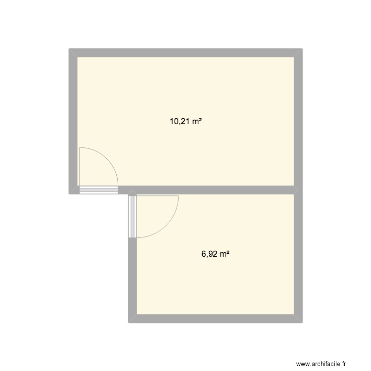 ccc. Plan de 2 pièces et 17 m2