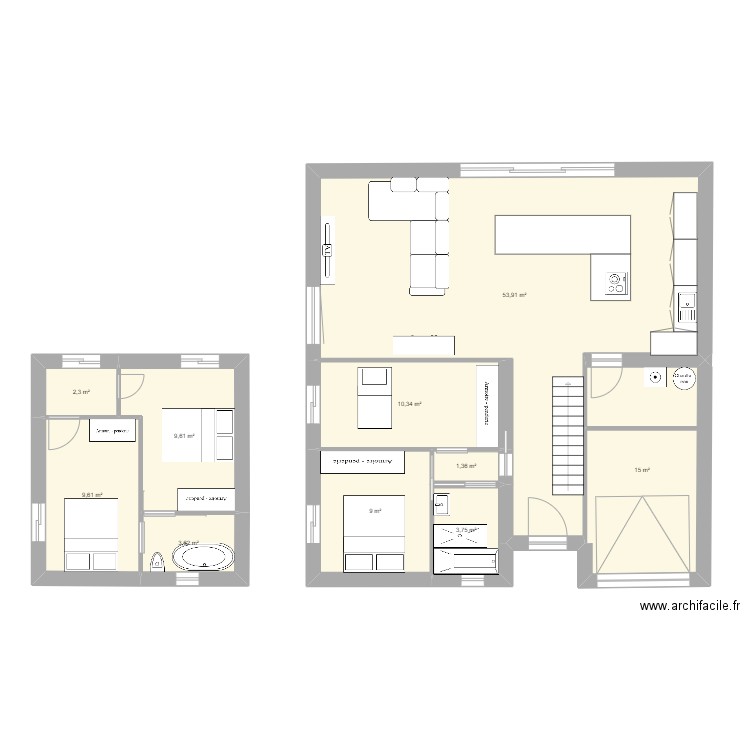 plan 2. Plan de 10 pièces et 119 m2