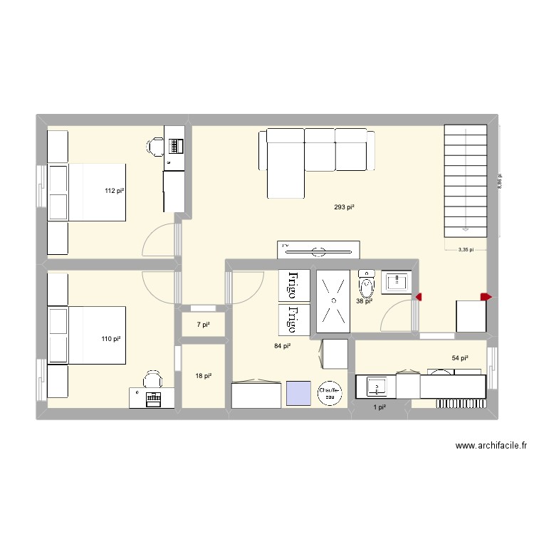 Sous-sol Maelle plan 1. Plan de 9 pièces et 67 m2