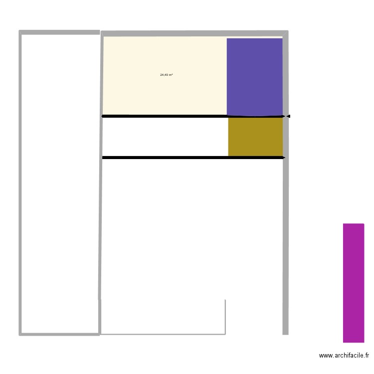 Plan bko. Plan de 1 pièce et 24 m2