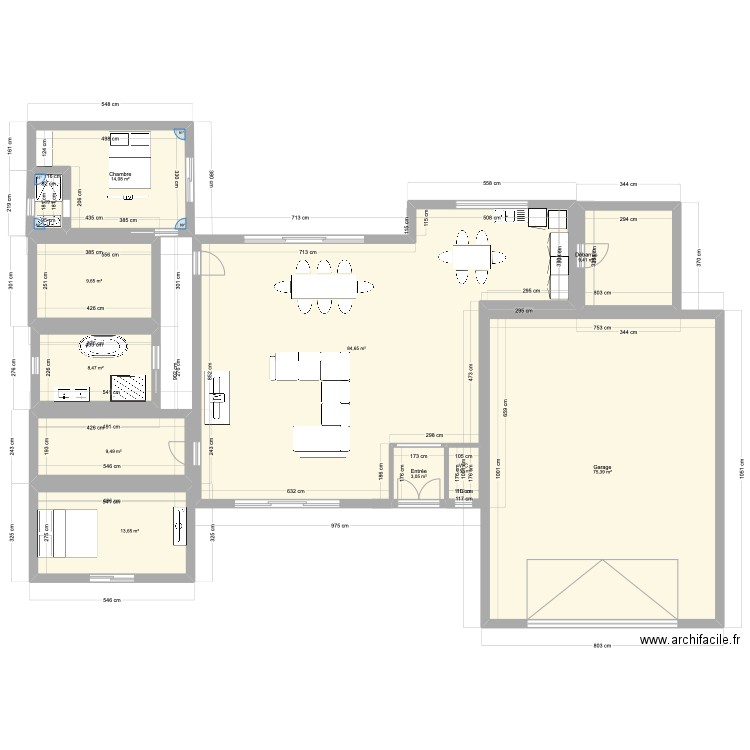 Plan en h b. Plan de 11 pièces et 240 m2