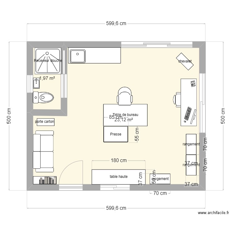 Atelier 5X6. Plan de 2 pièces et 25 m2